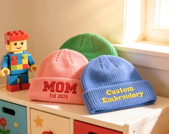 Custom Embroidered Knitted Winter Hats，Personalized Beanie Hat，Adults Winter Knitted Hat With Name，Christmas gifts，Gift for girl boy dad mom