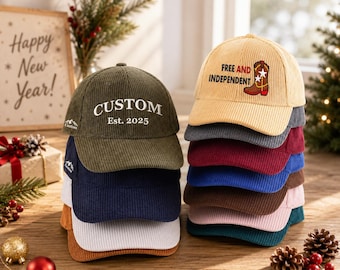 Custom Embroidered winter hat, Personalized Embroidered Hat,corduroy hat, Baseball cap with 3dtext /logo, Christmas gift, Bachelorette Party