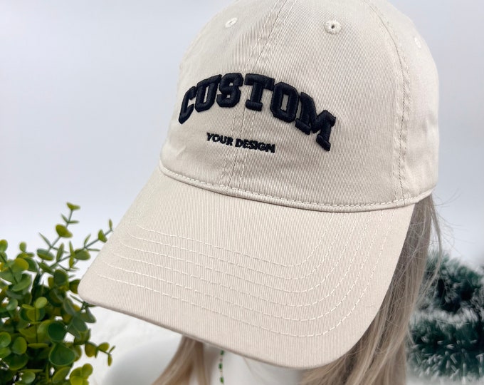 Embroidered 3D Logo baseball cap，Custom Embroidered Hat ,custom text logo, Mothers day gift,Custom Caps Sorority Hat Unisex Baseball Cap