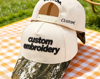 Embroidered Trucker Hat, Custom Logo camo Hat, Personalized Two-tone Vintage Dad Cap, Bulk baseball Hat, Bachelorette cap, Gift for him her