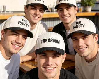 Embroidered Group Trucker Hat, Custom Logo camo Hat, Personalized Two-tone Cap, Bulk baseball Hat, Bachelorette,Gift for him her groom bride