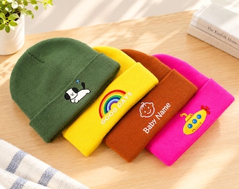 Name Beanie，Custom Embroidered Kids Beanie，Personalized Winter Hat，Parent Child Beanie，Monogram Family party Gift.