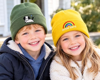 Kids Winter Beanie，Personalized Embroidered Beanie Winter Hat，Parent Child Beanie，Monogram Custom Family party Gift.