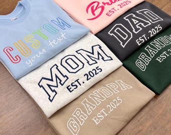 Custom Embroidered Sweatshirt, Customized Shirt For Dad or Mom, Family Sweatshirt, Gift For GRANDMA or GRANDPA, Wedding or Mother&#39;s Day Gift