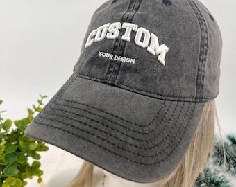 Embroidered 3D Vintage Baseball Hat，Personalized Embroidery Logo Baseball Hat，Gift for Dad Mom Him Her Boyfriend VIP，Bachelor Party Hats