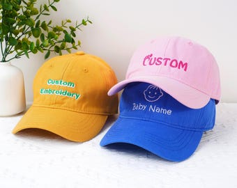 Custom Logo Kids Hat, Embroidered Text Baseball Cap, Personalized Hat, Children's Hat, Baby Hat, Birthday Christmas Gift, Suitable 52-56cm