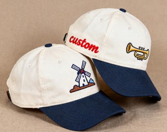 Custom Embroidered Two-tone baseball cap，Custom text logo，Custom Embroidered Hat，Dad Cap，Gift for Dad Mom Him Her Boyfriend VIP，Bride hat