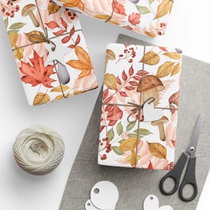 WALDPILZ Geschenkpapier, Ahornblatt, Weihnachten, Geburtstag, Halloween Party Geschenkpapier