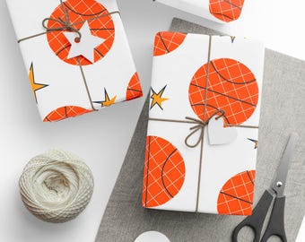 BASKETBALL Player Gift WRAPPING PAPER, Sports Themed Basketball Gift Wrap for Holiday, Birthday or Christmas