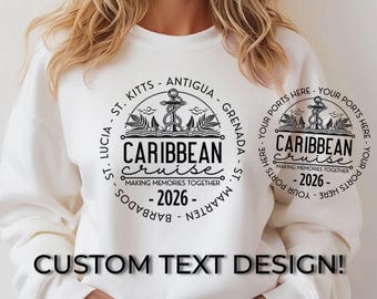 Custom Caribbean Cruise 2026 Shirt Design, Personalized Cruise Ports PNG, Family Cruise 2026 Trip Souvenir Vacation Cruise PNG