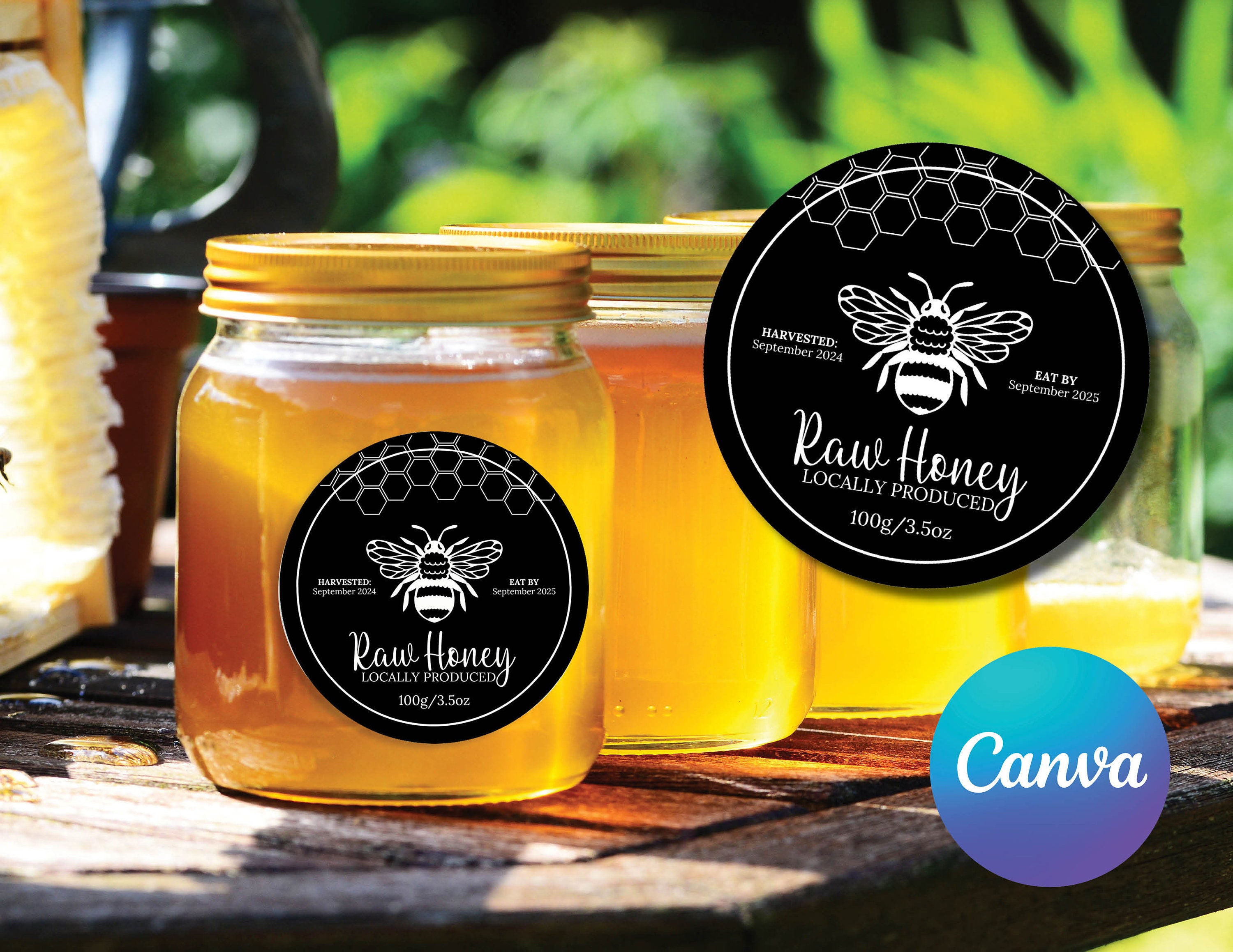 Editable Honey Jar Custom Label Template Homemade Honey Jam Jar Label 