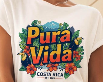 Pura Vida Costa Rica T-Shirt, Tropical Toucan Rainforest Shirt, Retro Costa Rica Souvenir, Costa Rica Family Cruise Trip Nature Lover Shirt