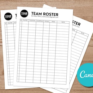 Sports Roster Team Recruit Template, Editable Player Profile Club Travel Template, Baseball Softball Travel Team Player Recruit Template