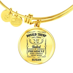 Personalized MAGA Bracelet Donald Trump 45 47 Whisky Label Fine Jewelry Collection Luxury Gift for Republican Conservatives Stocking Stuffer