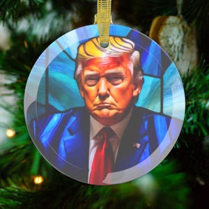 President Trump Patriotic Glass Ornaments, Holiday Decor, Tree Ornament, Gift for Trump Supporters, Christmas Decorations