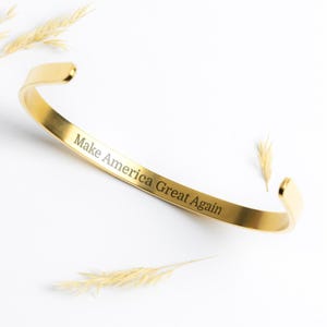MAGA Bracelet Donald Trump 45 47 Hidden Message Fine Jewelry Collection Cuff Bracelet Luxury Gifts for Her Republicans Stocking Stuffer