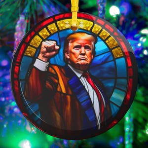 President Donald Trump 45 47 Glass Christmas Ornaments MAGA Republican Patriot Gifts Stocking Stuffers Secret Santa