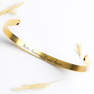 MAGA Bracelet Donald Trump 45 47 Hidden Message Fine Jewelry Collection Cuff Bracelet Luxury Gifts for Her Republicans Stocking Stuffer