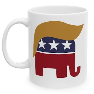 Trump Republican Elephant Mug Red White and Brew Political Humor Ceramic Mug Vote Mug, Coffee Cup Election Day Gift Funny Republican Tea Mug