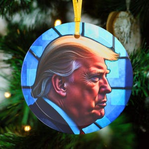 President Donald Trump 45 47 Glass Christmas Ornament MAGA Republican Patriot Gifts Stocking Stuffers Secret Santa
