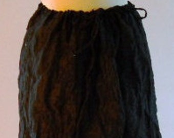 Black Silk Blend Short Skirt With Drawstring Waist