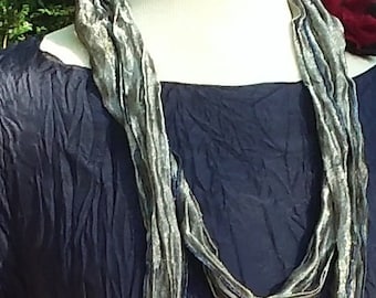 Midnight Blue Crinkled Habotai Silk Short Flounce Dress