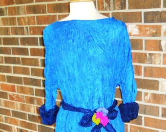 Cobalt Blue Silk Midi Dress