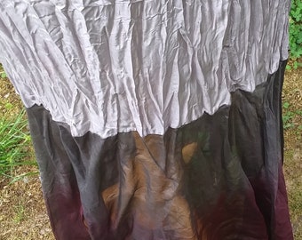 Silver Grey Silk Maxi Skirt With Dip Dyed Flounce Skirt