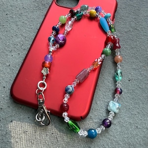 Gemstone Phone Chain Charms | Mixed Colors | Beaded Accessory For Your Phone | Trending | Gemstones | Vintage Beads | Glass | Clay | Ceramic
