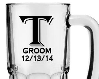 Beer Stein Decals, Personalized Monogram Beer Stein Decals, Wedding Party Glass Decals