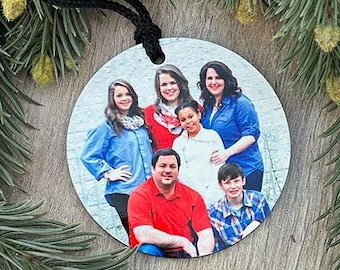 Double Sided Custom Wood Photo Christmas Ornament, 3 Inch Round