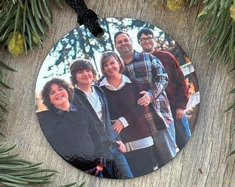 Double Sided Custom Wood Photo Christmas Ornament, Custom Keepsake, Personalized Photo Ornament