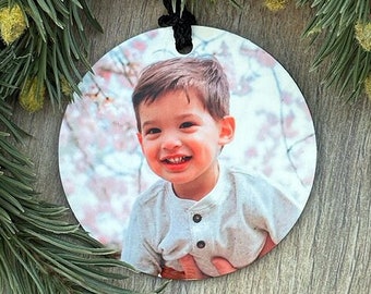 Double Sided Custom Wood Photo Keepsake Christmas Ornament, Big Kid Milestone Christmas Ornament, Custom Kids Christmas Ornament