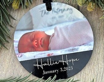 Personalized Baby's First Christmas Photo Ornament, Custom First Christmas Ornament