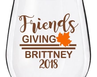 Personalized Friendsgiving Wine Glass Decals, Thanksgiving Wine Glass Decal, Friends Giving Wine Glass Decal, Glasses NOT Included