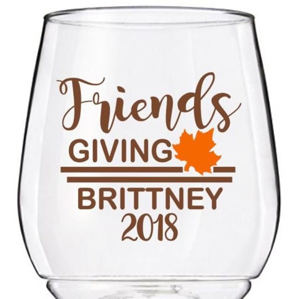 Personalized Friendsgiving Wine Glass Decals, Thanksgiving Wine Glass Decal, Friends Giving Wine Glass Decal, Glasses NOT Included