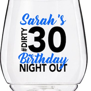 Birthday Wine Tumbler Cup Decals, Dirty 30 Wine Glass Tumbler Decal, Personalized 30th Birthday Wine Glass Decals