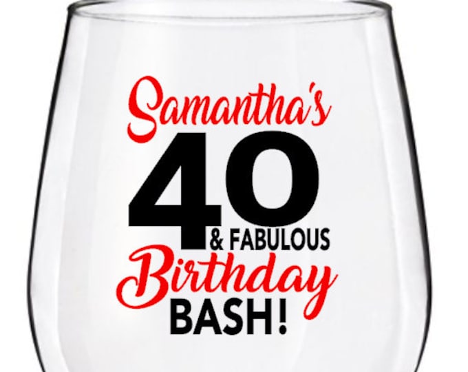 40 & Fabulous Birthday Wine Glass Decals 40th Birthday Wine Etsy