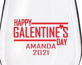 Happy Galentine's day Wine Glass Decals, Novelty Valentines Day Decal, Friends Valentine's day Wine Glass Decal, Glasses NOT Included