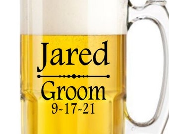 Groom Groomsmen Beer Stein Decals, Wedding Decals, Wedding Party Glass Decals, Glasses NOT included..