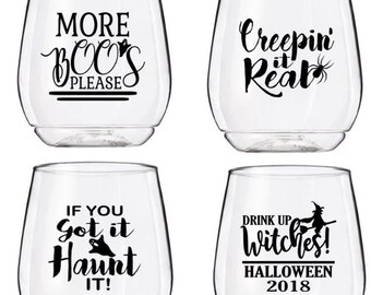 Halloween Wine Glass Stick Party Pack, Halloween Wine Glass Decalcom, COPAS NO INCLUIDAS