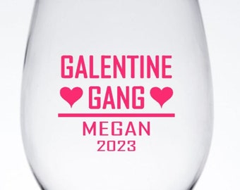 Galentine Gang Wine Glass Decals, Novelty Valentines Day Decal, Friends Valentine's day Wine Glass Decal, Glasses NOT Included