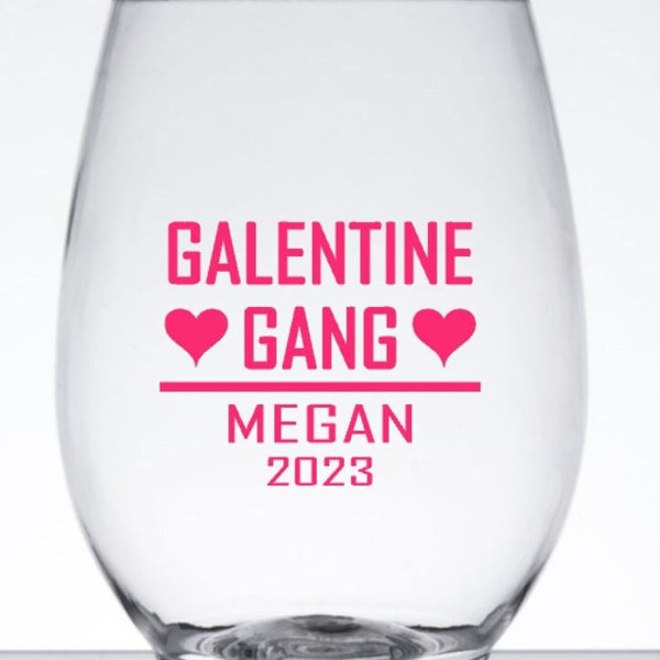 Galentine Gang Wine Glass Decals, Novelty Valentines Day Decal, Friends Valentine's day Wine Glass Decal, Glasses NOT Included