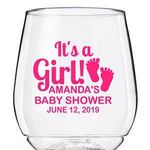 It&#39;s a Girl Wine Glass Decal, Personalized Baby Shower Wine Glass Decals, Gender Reveal Party Decal, Glasses NOT Included