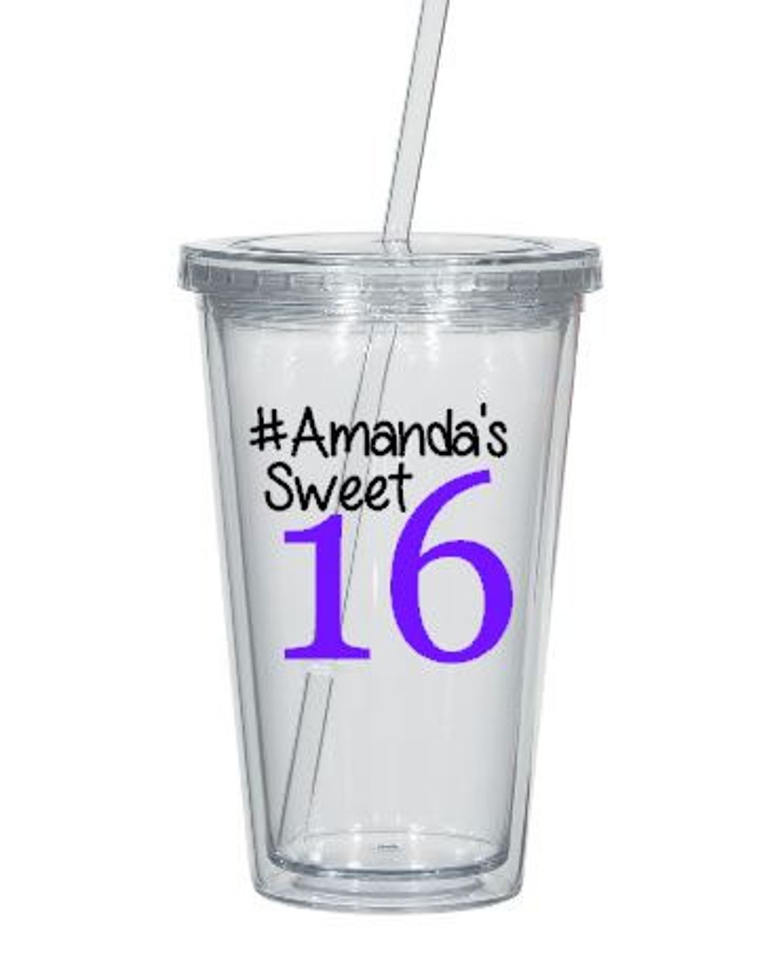 Sweet 16 Tumbler Decals, Personalized 16th Birthday Tumbler Decals