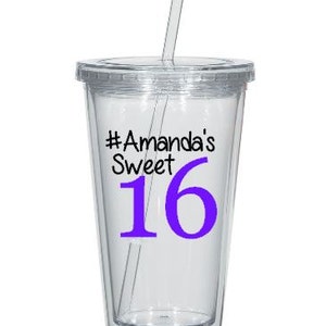 Sweet 16 Tumbler Decals, Personalized 16th Birthday Tumbler Decals, Cups NOT Included