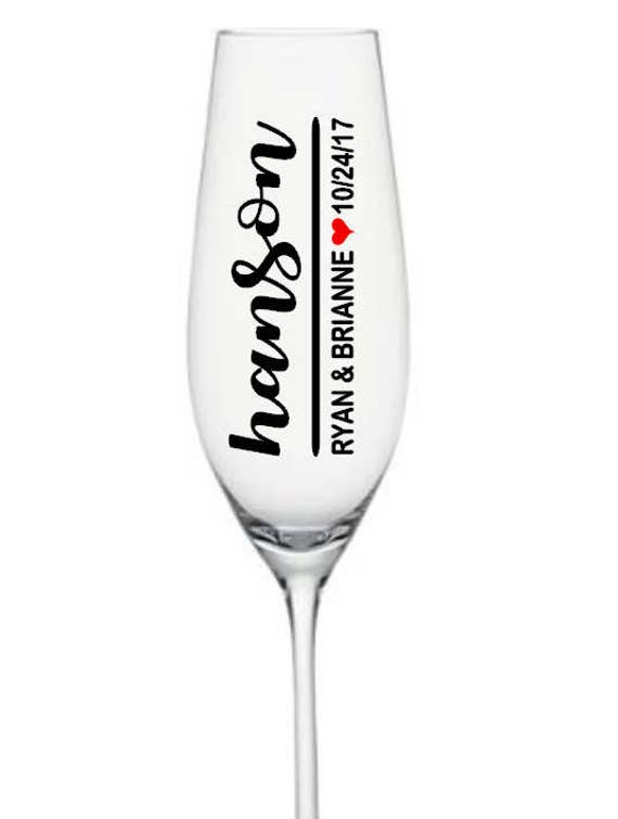 Champagne Glass Decal Personalized Champagne Glass Wedding Etsy