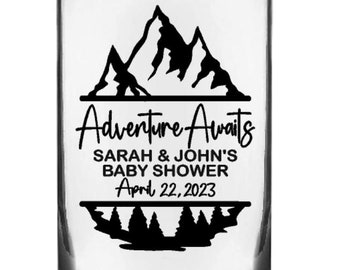 Adventure Awaits Baby Shower Glass Decal, Glasses NOT Included