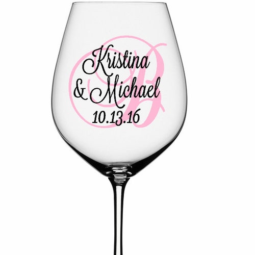 SINGLE DIY Wine Glass Decal Monogram With Name and Date Etsy