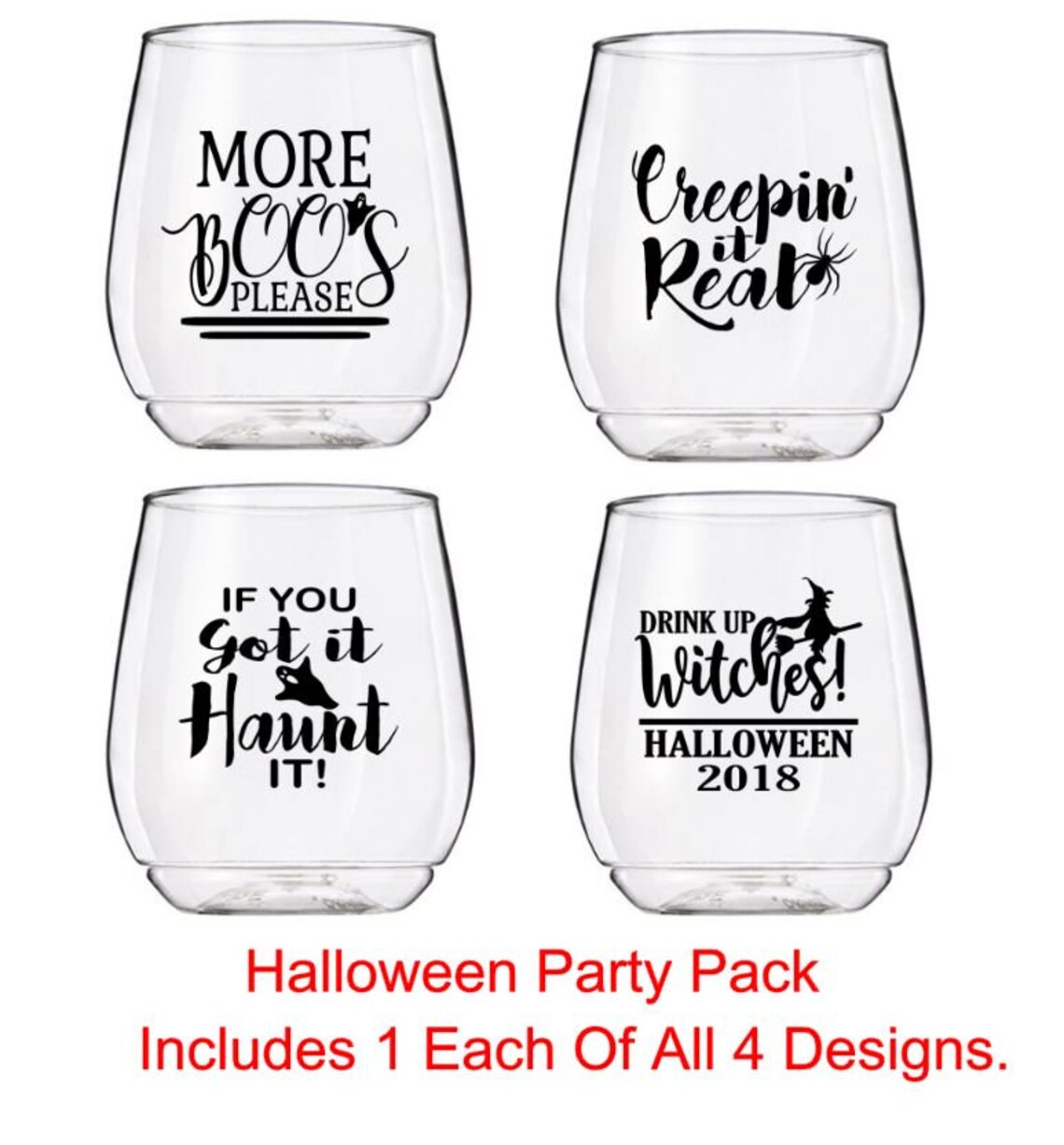 Halloween Wine Glass Decal Party Pack Halloween Wine Glass Etsy